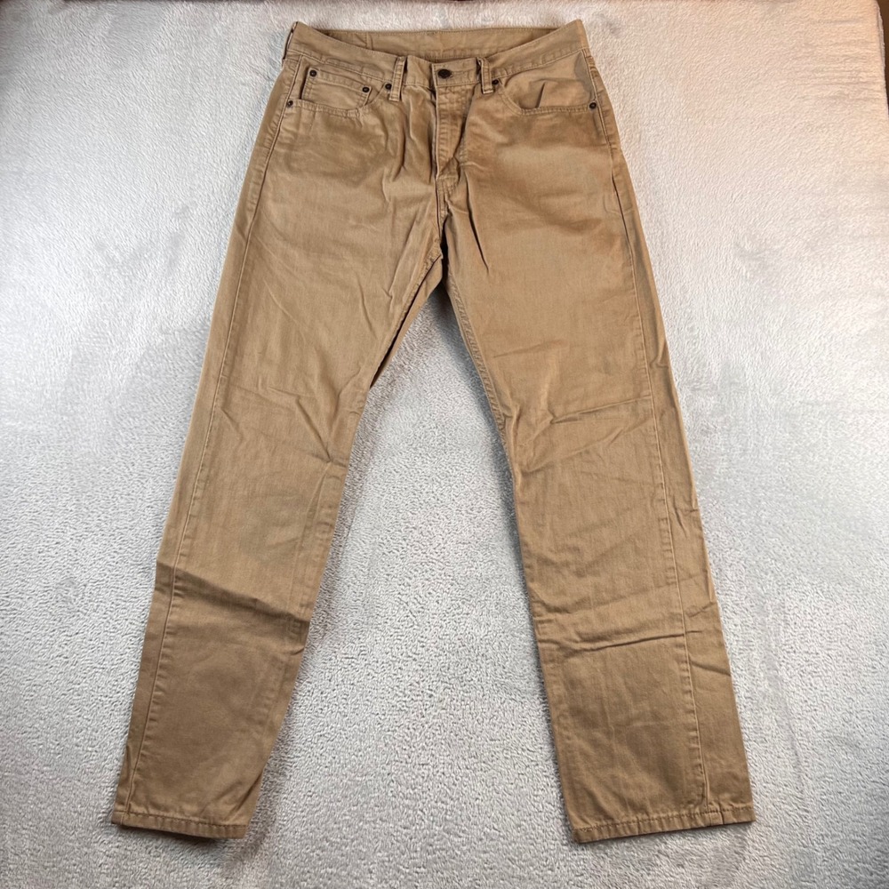 Levis 505 Regular Fit Straight Leg Khaki Tan Pants Mens 33x32 fits (32x30)